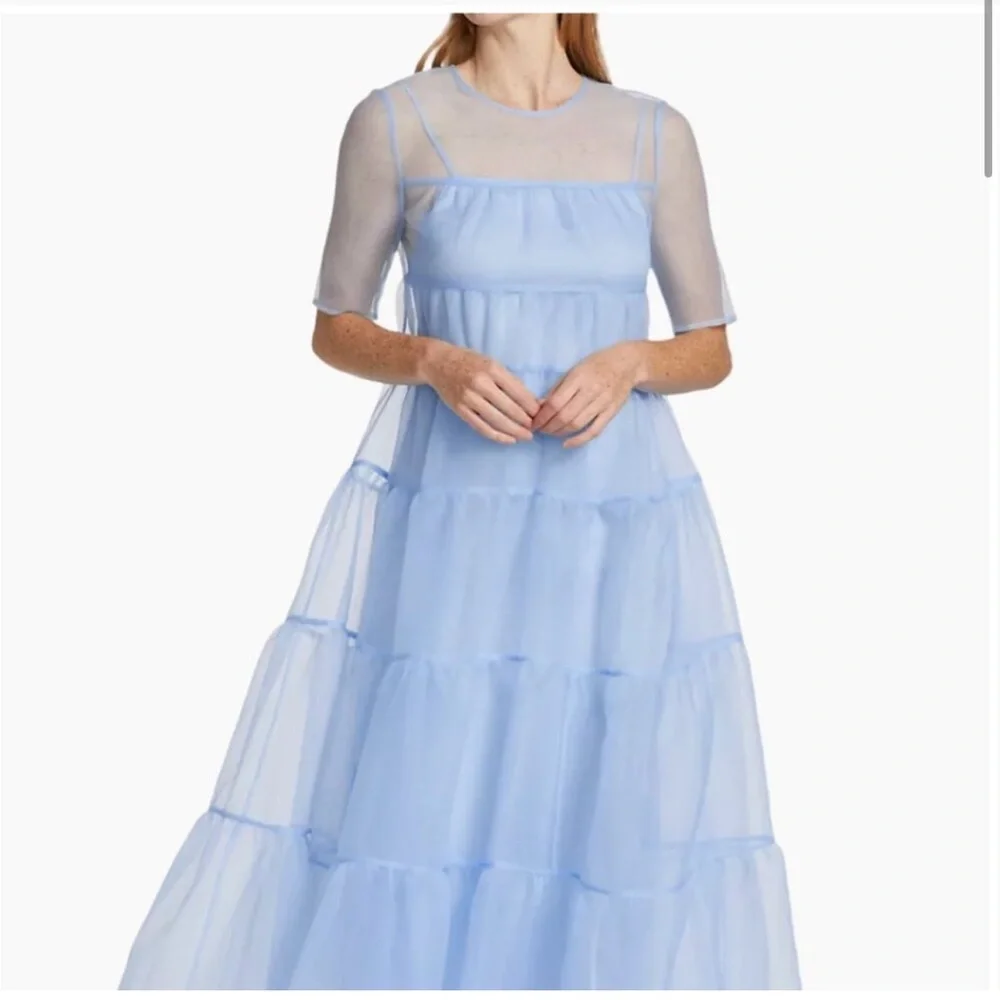 STAUD Hyacinth Sheer Maxi Dressing French Blue - Picture 3 of 7